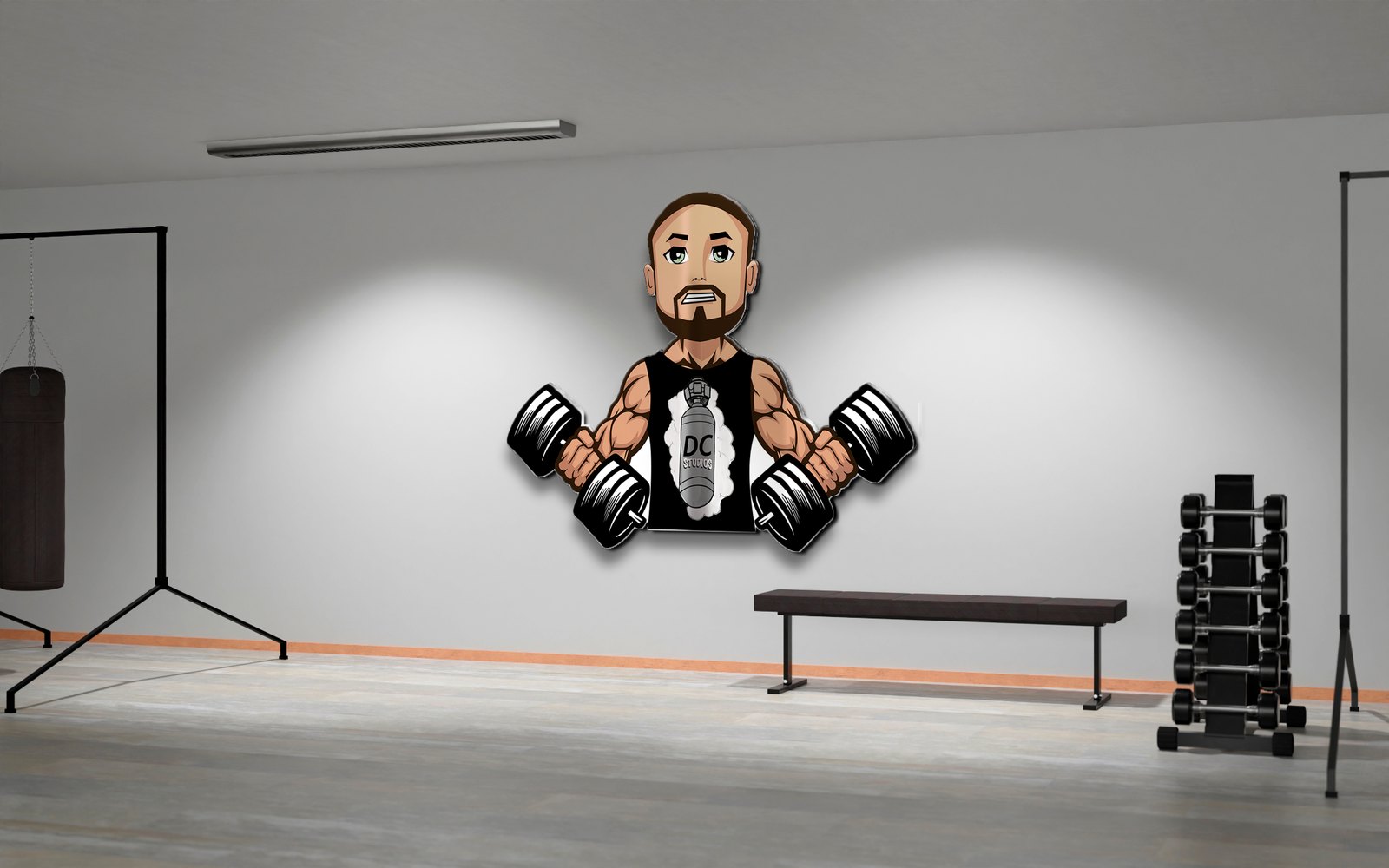 Fitness studio wall graphic mockup