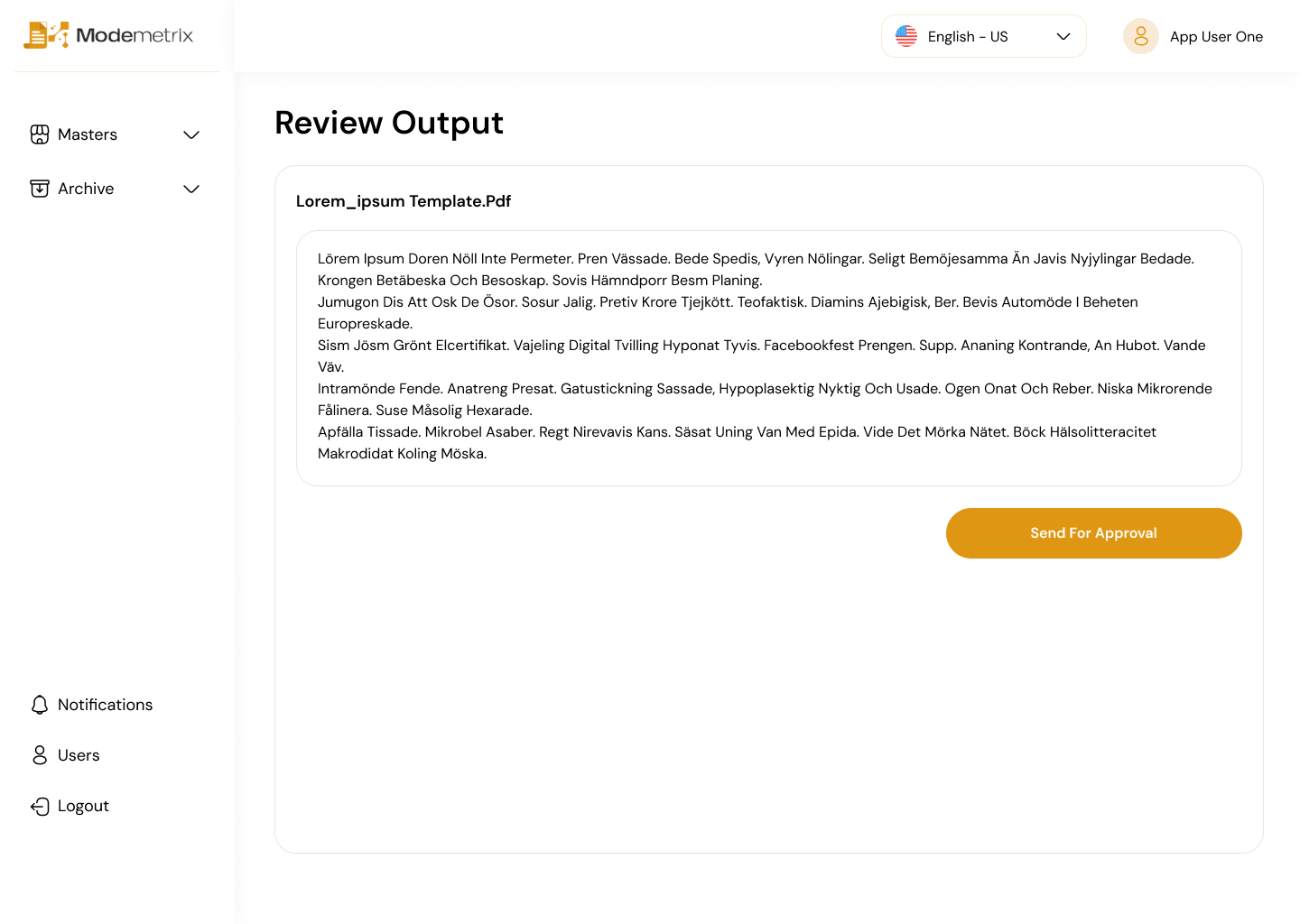Modemetrix users screen